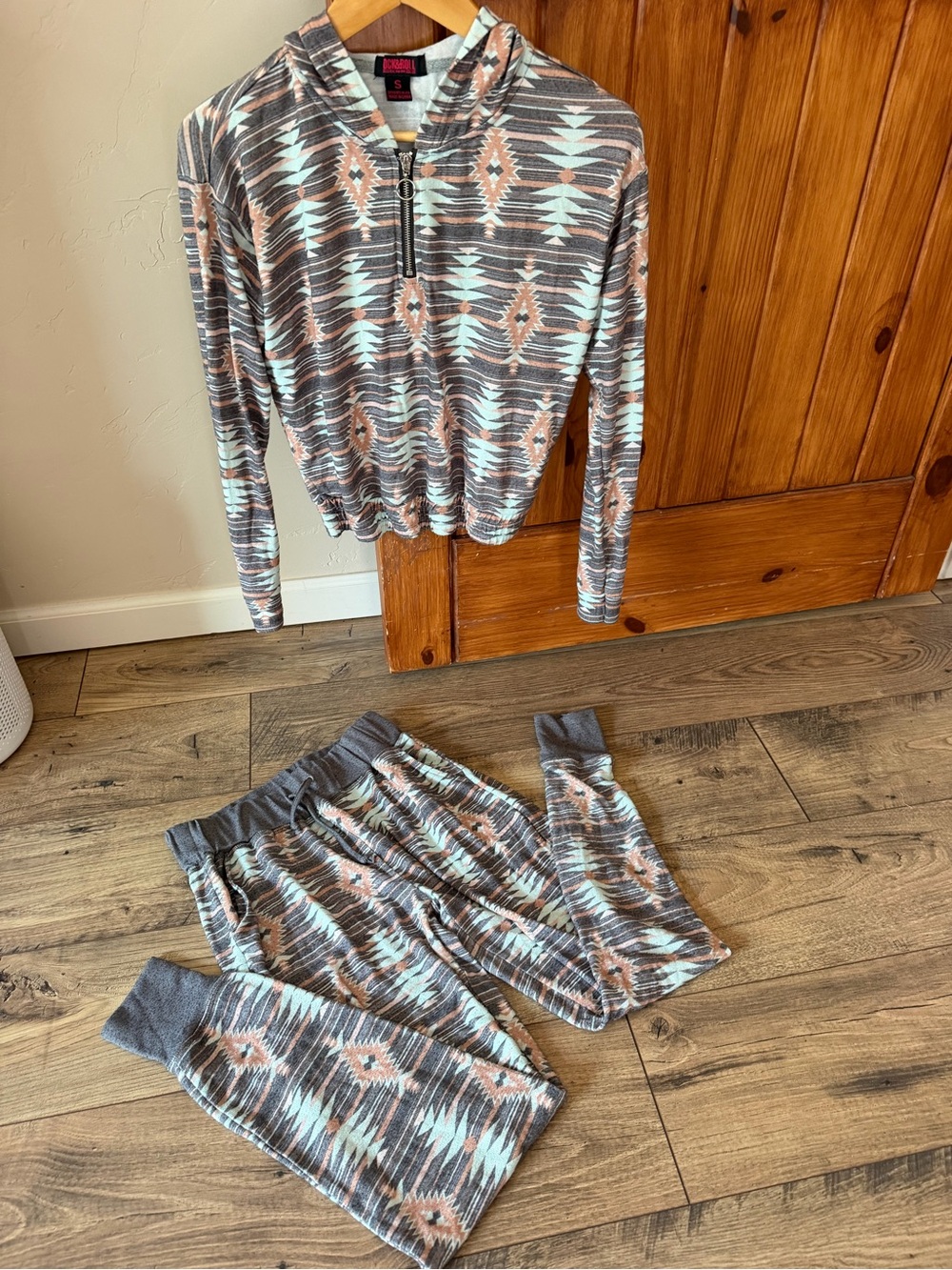 Rock & Roll Denim Southwestern Print Lounge Set Hoodie & Joggers Size S